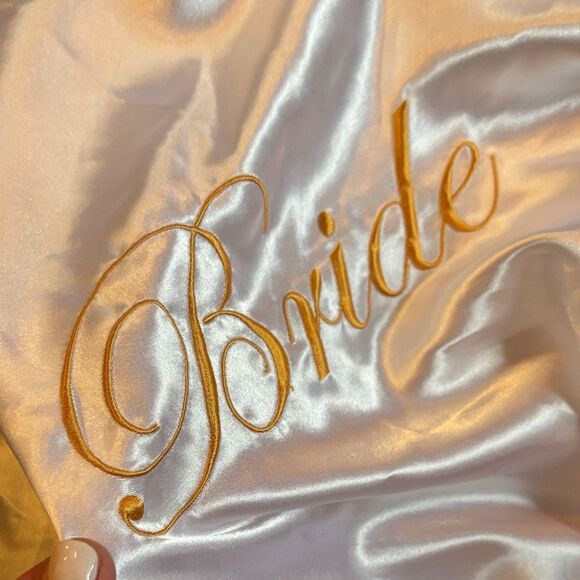 White Satin Bride Robe - Picture 5 of 10